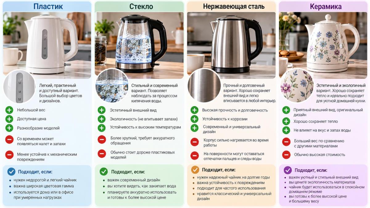 Как выбрать электрический чайник для кухни: основные характеристики и полезные функции